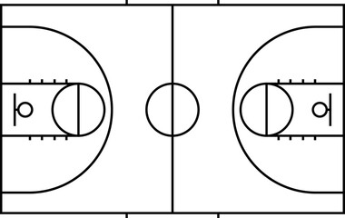 Basketball court floor with line for background. Basketball field. Vector illustration.