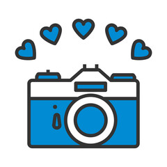 Wall Mural - Camera With Hearts Icon