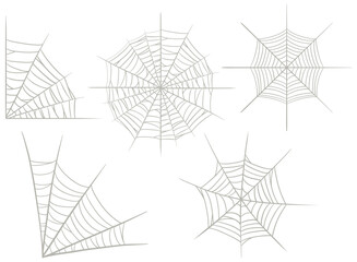 Wall Mural - Set of different spiderweb on white background
