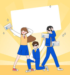 Sticker - An illustration of the person cheering for the college entrance exam
