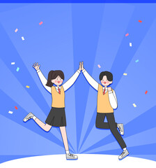 Sticker - An illustration of the person cheering for the college entrance exam
