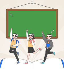 Sticker - An illustration of the person cheering for the college entrance exam
