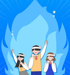 Sticker - An illustration of the person cheering for the college entrance exam
