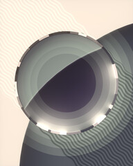 Aufkleber - Geometric composition of rounded figures with luminous ring in the center. 3d rendering digital illustration