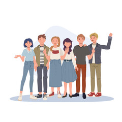 a group of people with joyful expressions. Young friends. Friend group. Vector illustration.