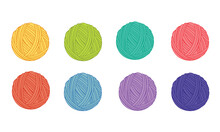Colorful Yarn Ball Vector Icon Set.
