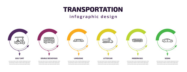 Poster - transportation infographic template with icons and 6 step or option. transportation icons such as go