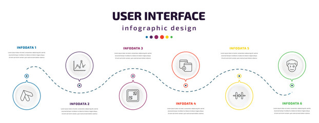 Poster - user interface infographic element with icons and 6 step or option. user interface icons such as top