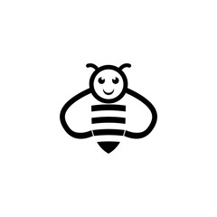 Poster - Honey bee logo cute flat style design isolated on white background