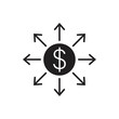 Capital outflow icon design, Outward arrows with dollar. isolated on white background. vector illustration
