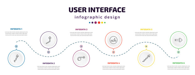 Poster - user interface infographic element with icons and 6 step or option. user interface icons such as arr