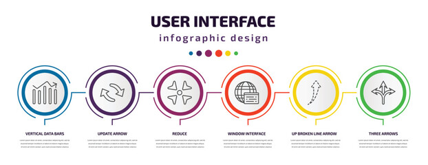 Poster - user interface infographic template with icons and 6 step or option. user interface icons such as ve