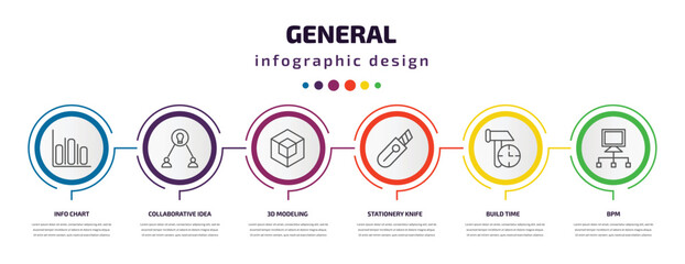 Poster - general infographic template with icons and 6 step or option. general icons such as info chart, coll