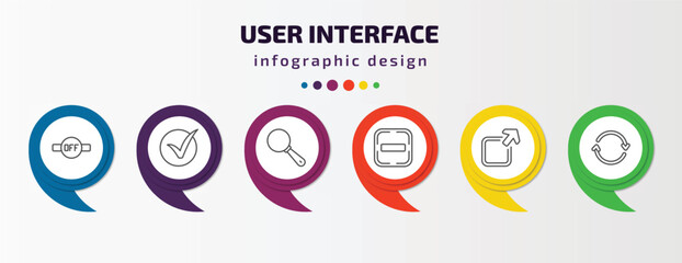 Poster - user interface infographic template with icons and 6 step or option. user interface icons such as de