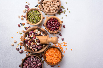 Canvas Print - Bright set of different legumes for healthy nutrition