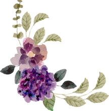 Purple Floral Bouquet Watercolor Edge