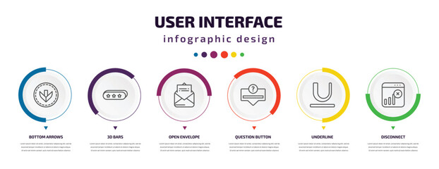 Poster - user interface infographic element with icons and 6 step or option. user interface icons such as bot