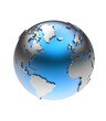 © Stylecore - planet earth globe isolated metallic blue-silver globe 3D  rendering