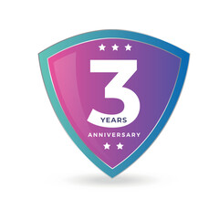 Wall Mural - 3rd Third Anniversary Celebrating icon logo label Vector event gold color shield