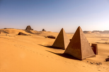 Wall Mural - Famous pyramids of Meroe in the Sahara desert