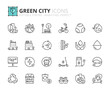 © spiral media - Simple set of outline icons about green city. Sustainable development.