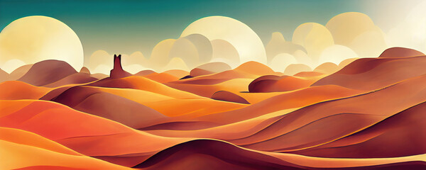 Many sand dunes in desert as wallpaper background design