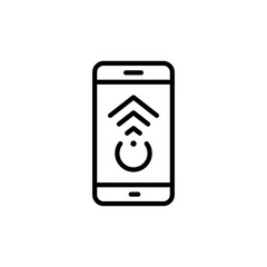 Poster - Swipe on Smartphone Line Icon. Action on Mobile Phone Display Outline Icon. Scroll Up in Digital Electronic Device Move Gesture Linear Pictogram. Editable Stroke. Isolated Vector Illustration