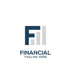 Canvas Print - Initial F letter with statistic financial growth logo Vector.