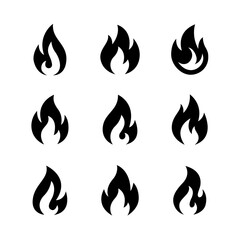 Fire flame icons set. Modern vector icon design.