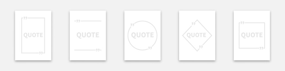Quote vector template background set. Quotation isolated element.