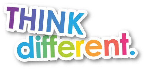 THINK DIFFERENT. colorful typography slogan with transparent background