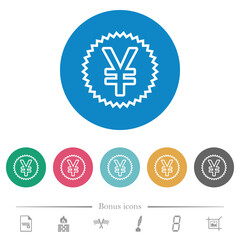 Poster - Japanese Yen sticker outline flat round icons