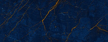 Blue Marble Background With Golden Texture 
