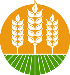 Wall Mural - Cereal ear spike icon of wheat, rye barley, rice