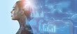 © fotofabrika - Silhouette of a woman on a blue background. Artificial intelligence and neural networks concept