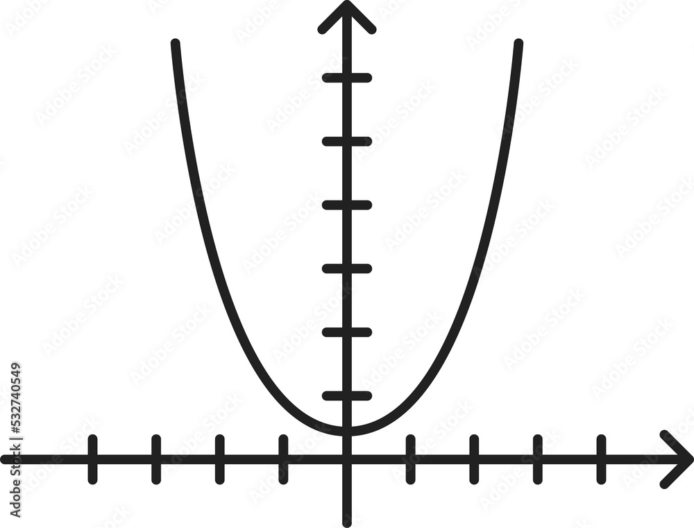 Parabola icon, quadratic function schematic graph Stock Illustration ...
