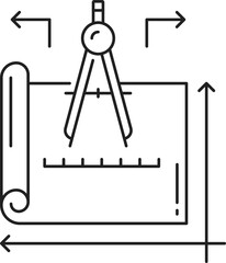 Aufkleber - Compass and sheet of paper isolated thin line icon