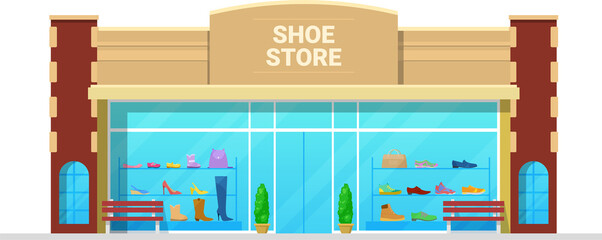 Poster - Footwear boutique isolated local shoe store facade