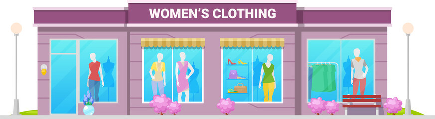 Wall Mural - Womens clothing shop cartoon building storefront