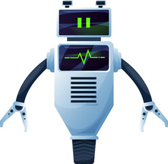 Aufkleber - Robot cyborg or android, robotic cartoon character
