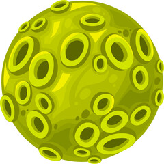 Poster - Cartoon green space planet with craters icon
