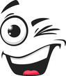 Cartoon smiling face with wink eye, blink emoji
