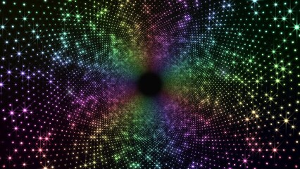 Wall Mural - neon tunnel led lights sci fi futuristic glowing dot dark space cg background