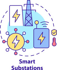 Wall Mural - Smart substations concept icon. Integrate intelligent grids abstract idea thin line illustration. Isolated outline drawing