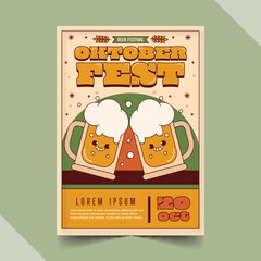 Wall Mural - flat oktoberfest vertical poster template vector design illustration