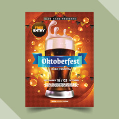 Wall Mural - realistic oktoberfest vertical flyer template vector design illustration