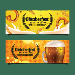 Wall Mural - realistic oktoberfest horizontal banners set vector design illustration