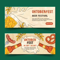 Wall Mural - watercolor oktoberfest horizontal banners set vector design illustration