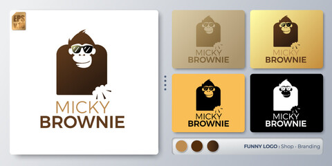 Chimpanzee brownie vector illustration Logo minimal design. Blank name for insert your Branding. Designed with examples for all kinds of applications. You can used for company, indentity, food shop