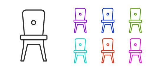 Sticker - Black line Chair icon isolated on white background. Set icons colorful. Vector